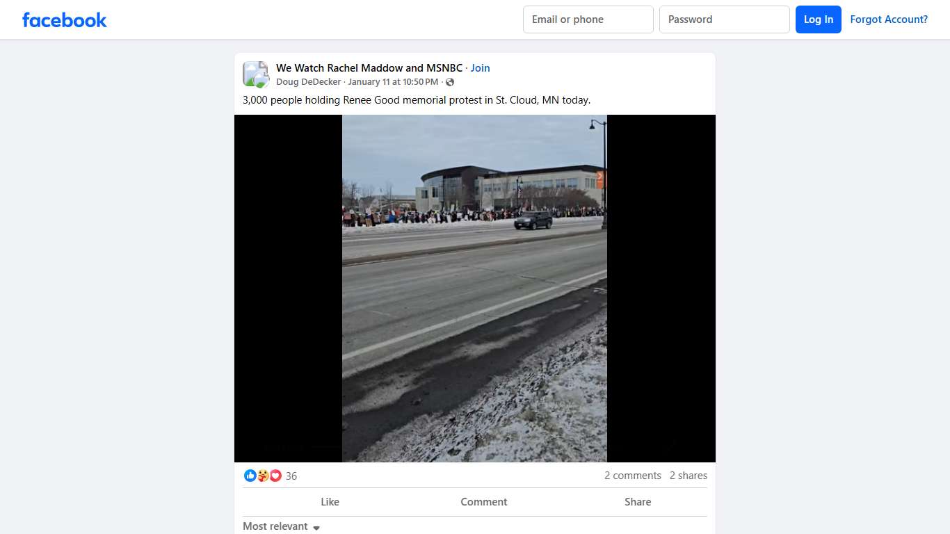 We Watch Rachel Maddow and MSNBC | 3,000 people holding Renee Good memorial protest in St | Facebook